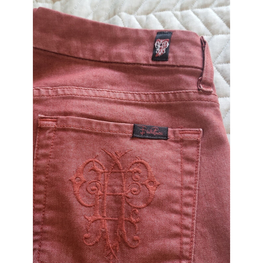 7 For All Mankind Carol Emilio Pucci Jeans Red Size 28 - Picture 8 of 16